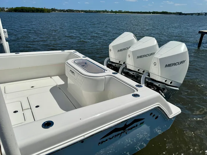  Yacht Photos Pics 2020 Invincible 36' Open Fisherman with triple Mercury engines on the water.