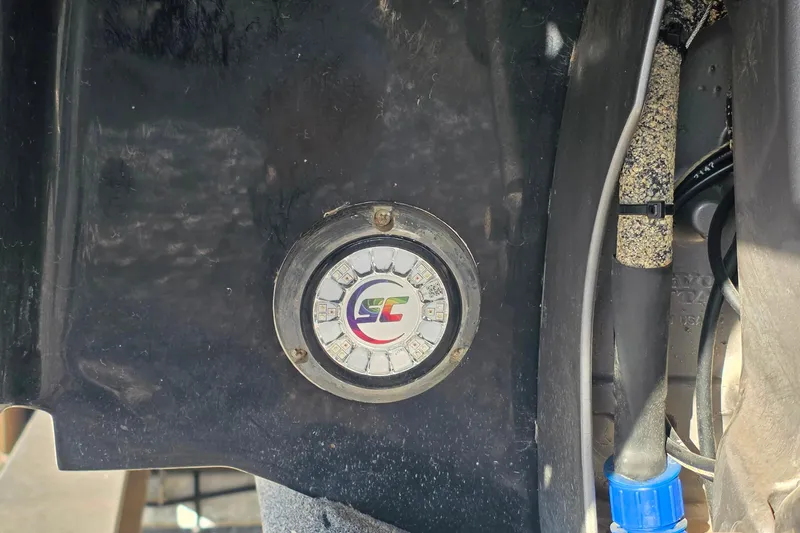  Yacht Photos Pics 2023 Cobalt R30 boat component with circular LED light and wiring detail.