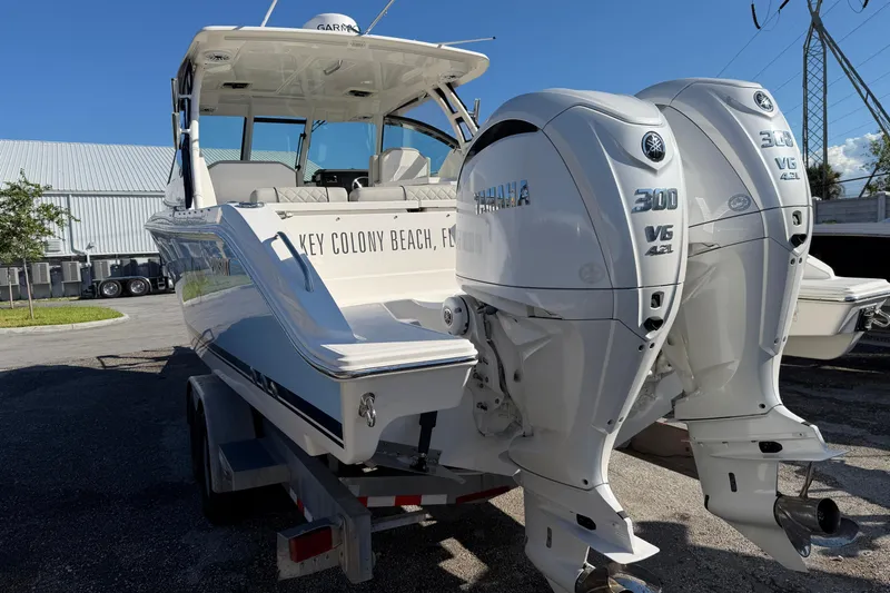  Yacht Photos Pics 2023 Pursuit DC 295 Dual Console boat with twin Yamaha 300 V6 engines.