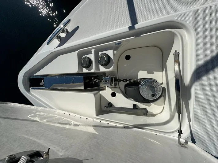 Cash Is King Yacht Photos Pics Anchor winch system on a 2002 Formula 40 PC boat deck.