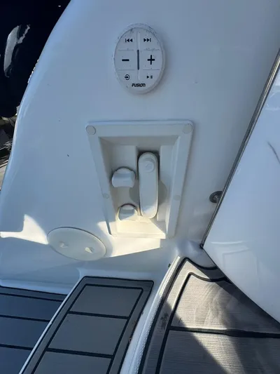 Cash Is King Yacht Photos Pics Control panel on a 2002 Formula 40 PC boat deck, featuring audio controls.