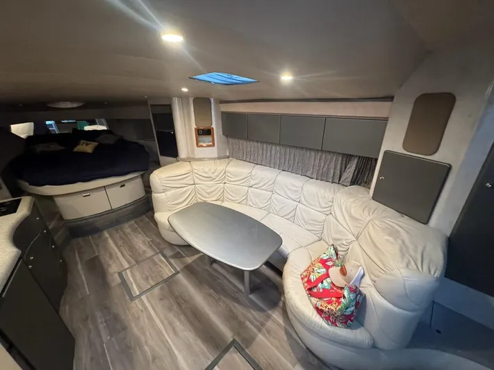 Cash Is King Yacht Photos Pics Interior of 2002 Formula 40 PC yacht with plush seating and modern decor.