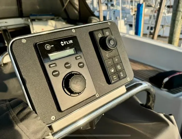 Padraigin II Yacht Photos Pics FLIR control panel on 2016 Jeanneau 58 yacht, docked at marina.