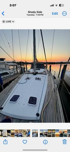 Padraigin II Yacht Photos Pics Sailboat Jeanneau 58, 2016 model, docked at sunset in Shady Side marina.