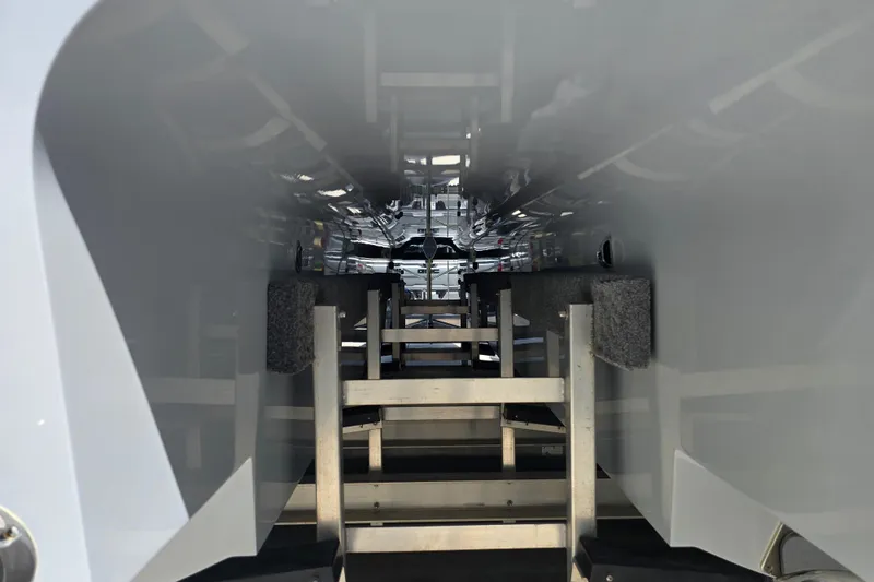 Humble Beginnings Yacht Photos Pics Interior view of 2022 Invincible 33 Catamaran hull structure.