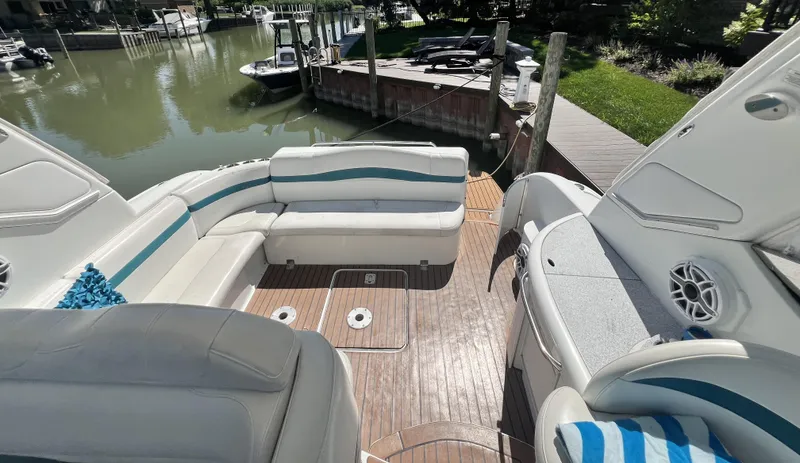 Gracie B Yacht Photos Pics Cockpit Seating Area with wet bar, sink and ice maker