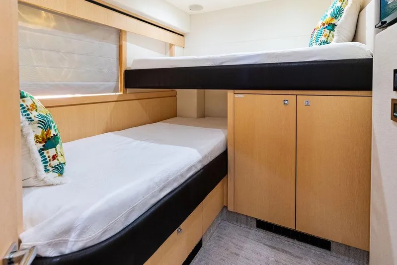 It's Enough Yacht Photos Pics Bunk beds in 2013 Sunseeker Manhattan 73 yacht cabin with modern wood finish.