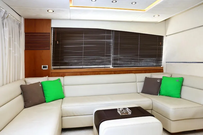  Yacht Photos Pics Luxurious interior of 2012 Sunseeker Manhattan 63 yacht with modern seating and decor.