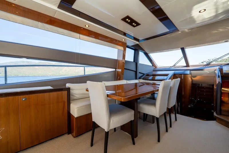 My Lady Yacht Photos Pics Luxurious interior of 2014 Princess 72 Flybridge Motor Yacht with elegant dining area.