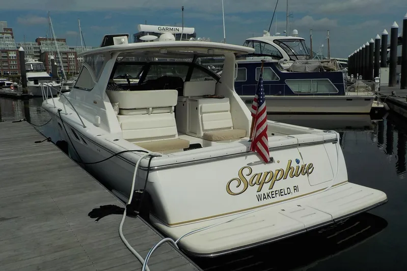 "sapphire" Yacht Photos Pics 2001 Tiara Yachts 3800 Open docked, featuring "Sapphire" from Wakefield, RI.