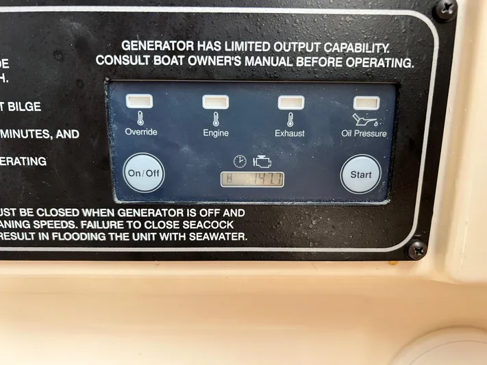  Yacht Photos Pics Control panel of a 2018 Grady-White Freedom 325 boat generator.