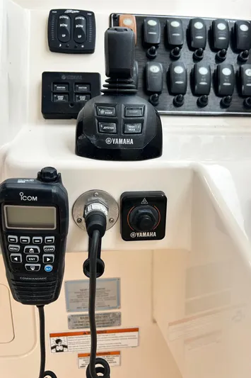  Yacht Photos Pics Control panel of a 2018 Grady-White Freedom 325 boat with Yamaha equipment.