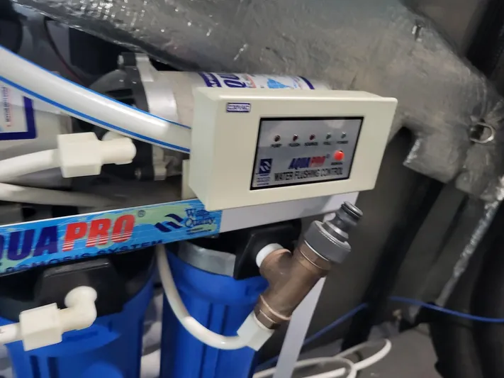  Yacht Photos Pics Water filtration system on 2017 Absolute NAVETTA 58 yacht, featuring AquaPro components.