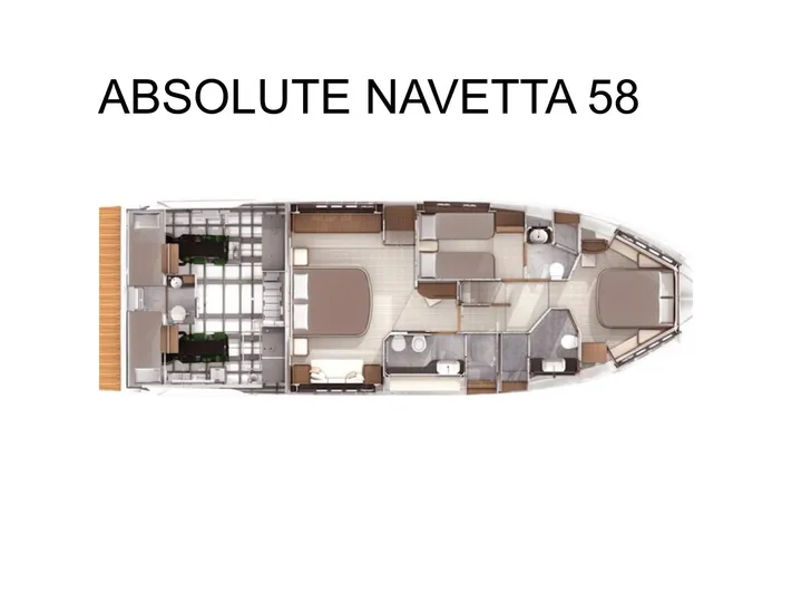  Yacht Photos Pics Floor plan of 2017 Absolute NAVETTA 58 yacht, showcasing interior layout and design.