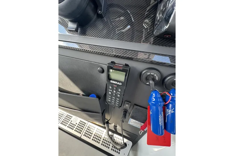 Kraken Yacht Photos Pics Control panel of 2023 BRABUS Shadow 900 ST with Simrad device and safety equipment.