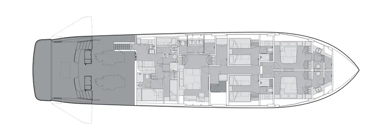  Yacht Photos Pics Floor plan of 2027 CL Yachts CLX99 luxury yacht, showcasing interior layout and design.