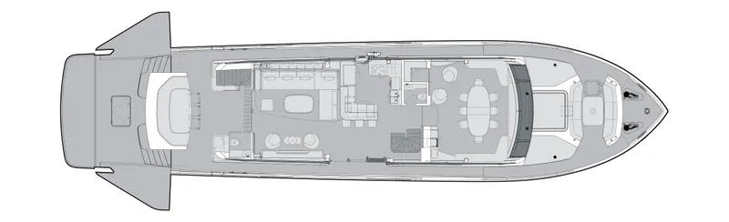  Yacht Photos Pics Floor plan of 2027 CL Yachts CLX99 luxury yacht, showcasing interior layout and design.
