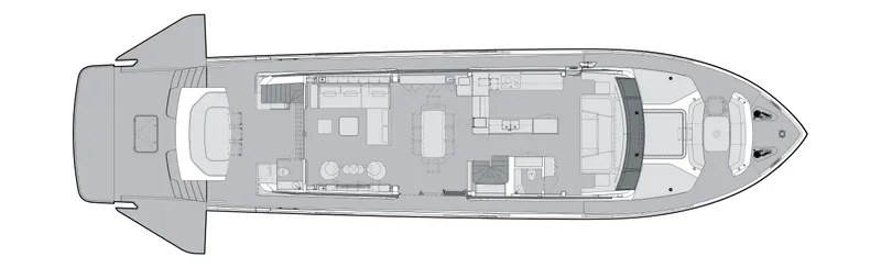  Yacht Photos Pics Floor plan of 2027 CL Yachts CLX99 luxury yacht, showcasing interior layout and design.