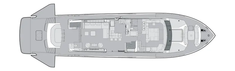  Yacht Photos Pics Floor plan of 2027 CL Yachts CLX99 luxury yacht, showcasing interior layout and design.