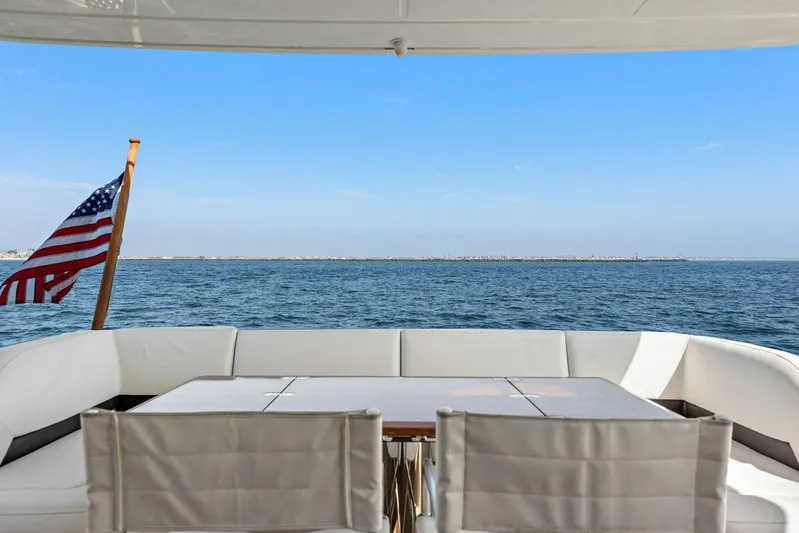 La-z-buoy Yacht Photos Pics Luxurious 2015 Princess 72 Motor Yacht with ocean view and American flag.