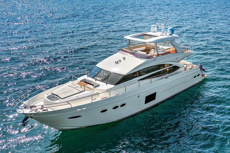 La-z-buoy Yacht Photos Pics Luxurious 2015 Princess 72 Motor Yacht cruising on sparkling blue waters.