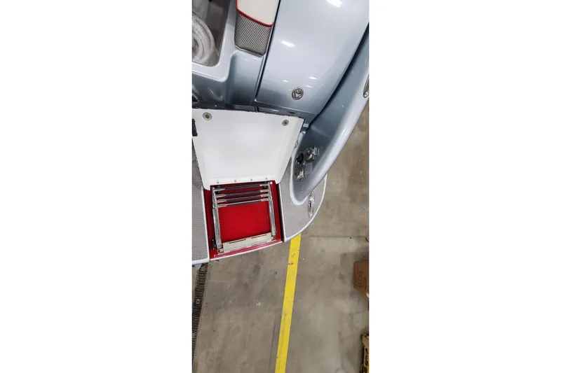  Yacht Photos Pics 2011 Formula 310 FX5 Bowrider boat with open hatch and ladder, viewed from above.