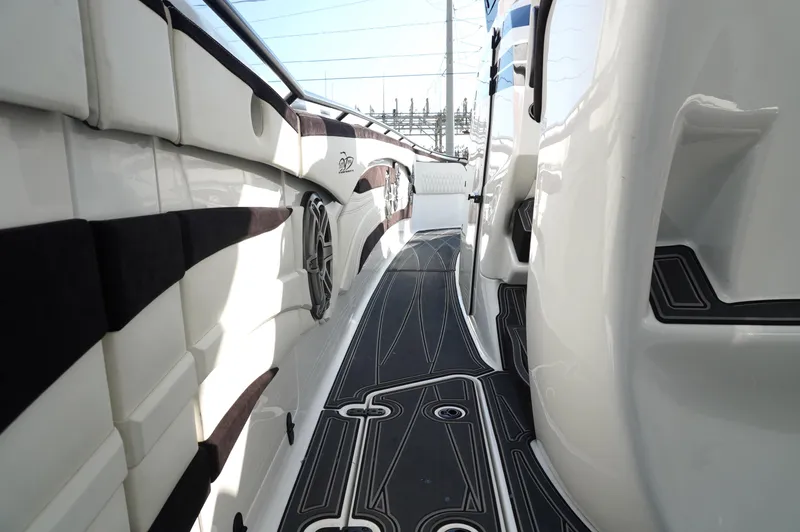  Yacht Photos Pics 2021 MTI V42 boat interior with sleek design and modern detailing.