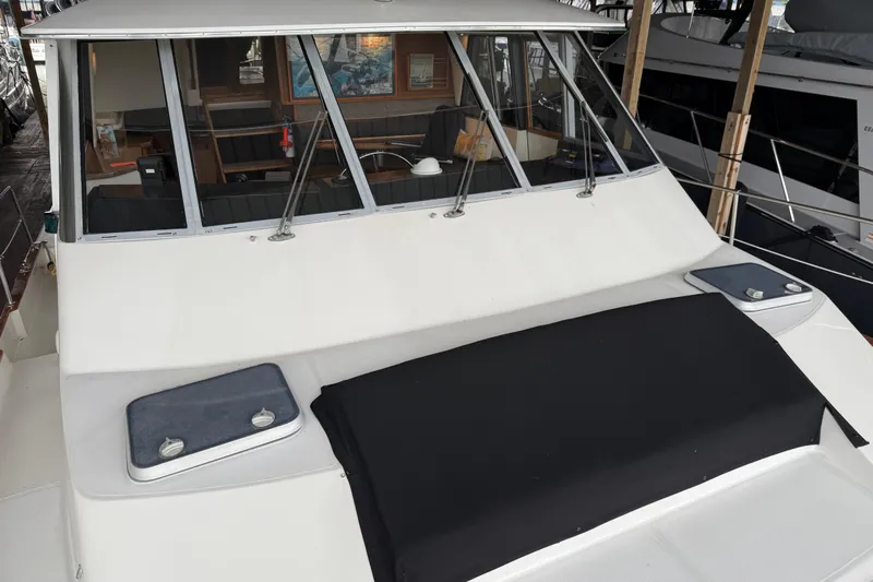 Lady Jake Yacht Photos Pics 1985 Bayliner 4550 Motoryacht with covered deck and spacious cabin interior.