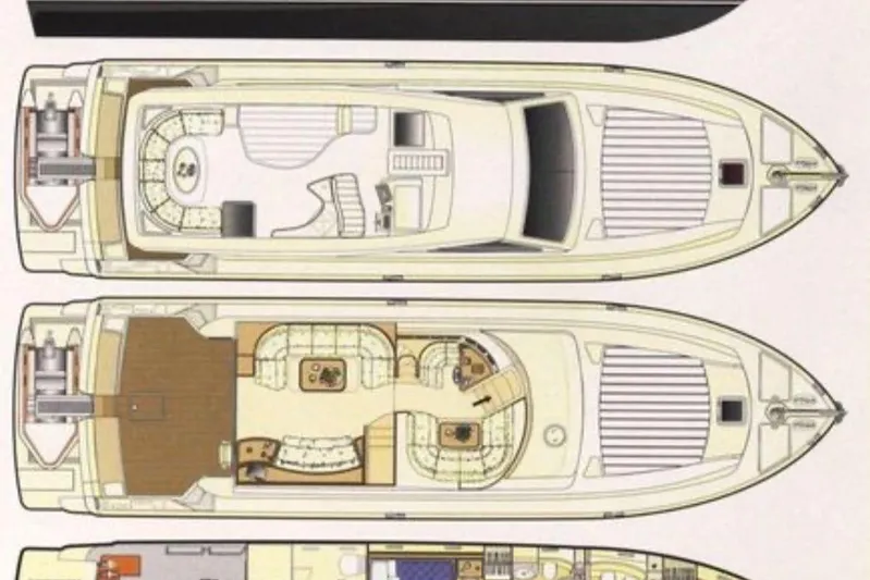  Yacht Photos Pics Floor plan of a 2010 Ferretti Yachts 620, showcasing detailed interior layout.