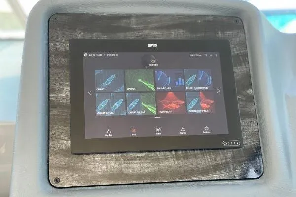  Yacht Photos Pics Touchscreen navigation display on 2005 Cruisers 420 yacht dashboard.