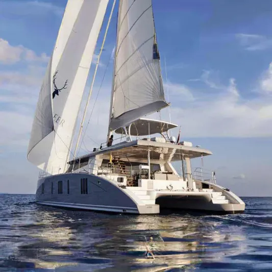  Yacht Photos Pics Luxury Sunreef 74 catamaran sailing on open sea, 2015 model.