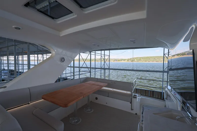 Smooth Yacht Photos Pics Luxurious 2018 Sea Ray Fly 460 yacht interior with scenic water view.