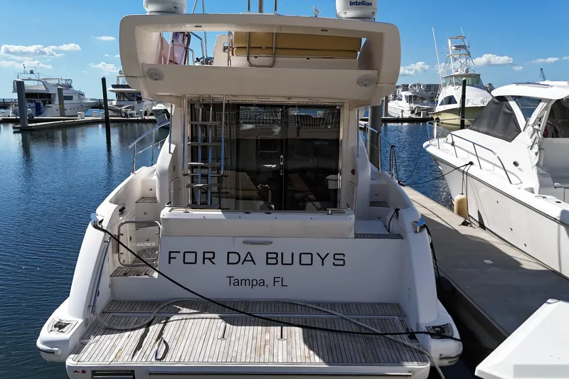  Yacht Photos Pics Azimut 40 FLY 2012 yacht docked in Tampa marina, rear view.