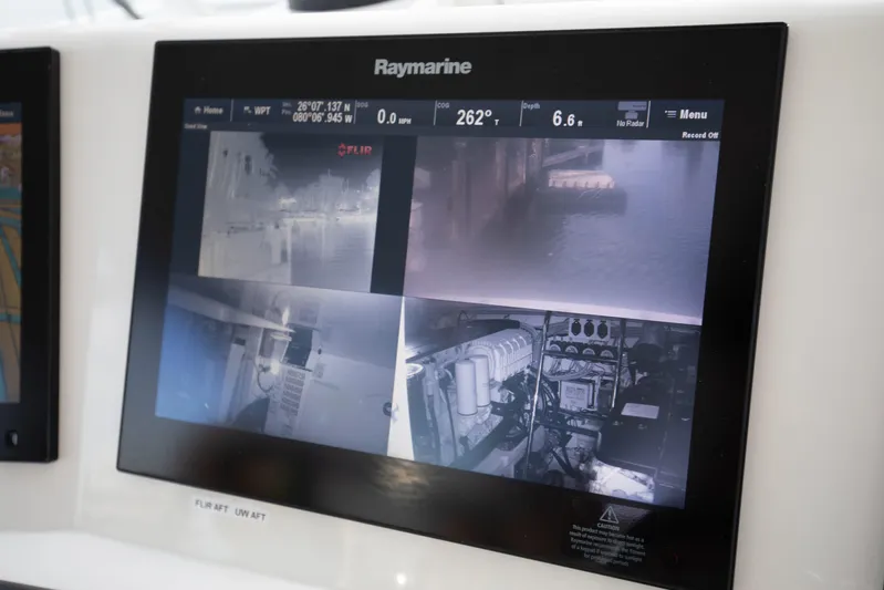 Moana Here Yacht Photos Pics Raymarine display on 2015 Albemarle 360 Express Fisherman showing multiple camera views.