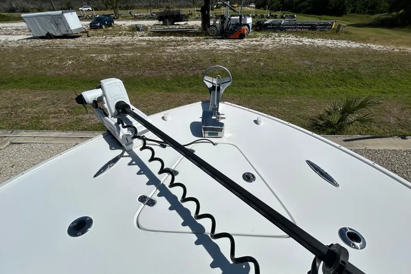  Yacht Photos Pics Bow of 2022 Cape Horn 36 boat with anchor and trolling motor.