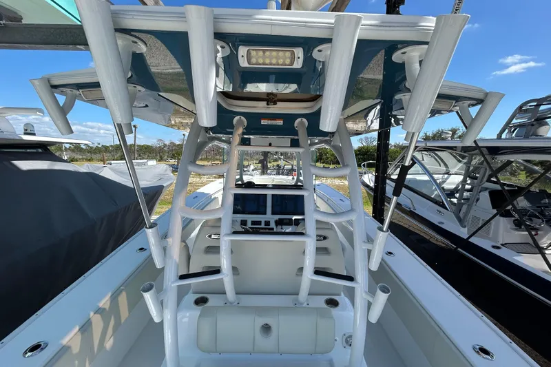  Yacht Photos Pics 2022 Cape Horn 36 boat interior with rod holders and navigation equipment.