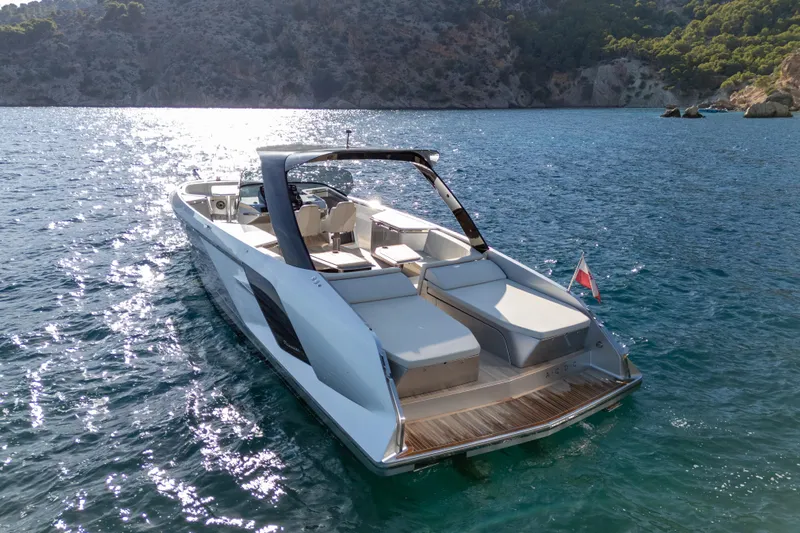 Acdc Yacht Photos Pics 2019 Frauscher 1414 Demon Air luxury yacht on serene blue waters.