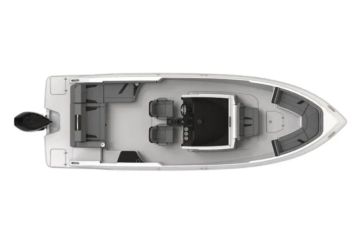  Yacht Photos Pics Manufacturer Provided Image: Top view of 2026 Monterey Elite 27 OB boat layout, featuring seating and helm.