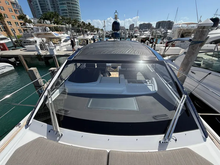 Relax Josephine Yacht Photos Pics 2022 Azimut Atlantis 45 yacht docked at a marina, showcasing sleek design and luxury features.
