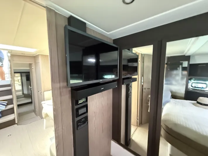 Relax Josephine Yacht Photos Pics Interior of 2022 Azimut Atlantis 45 yacht, featuring modern design and entertainment system.