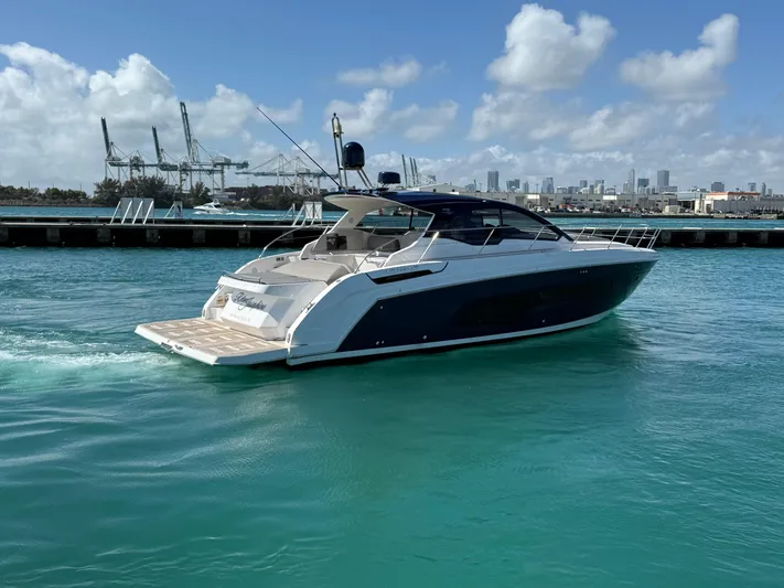 Relax Josephine Yacht Photos Pics Azimut Atlantis 45 yacht cruising in clear blue waters, 2022 model.