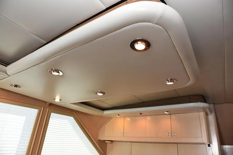 Talisman Yacht Photos Pics Interior of 1989 Striker 62 Convertible yacht ceiling.