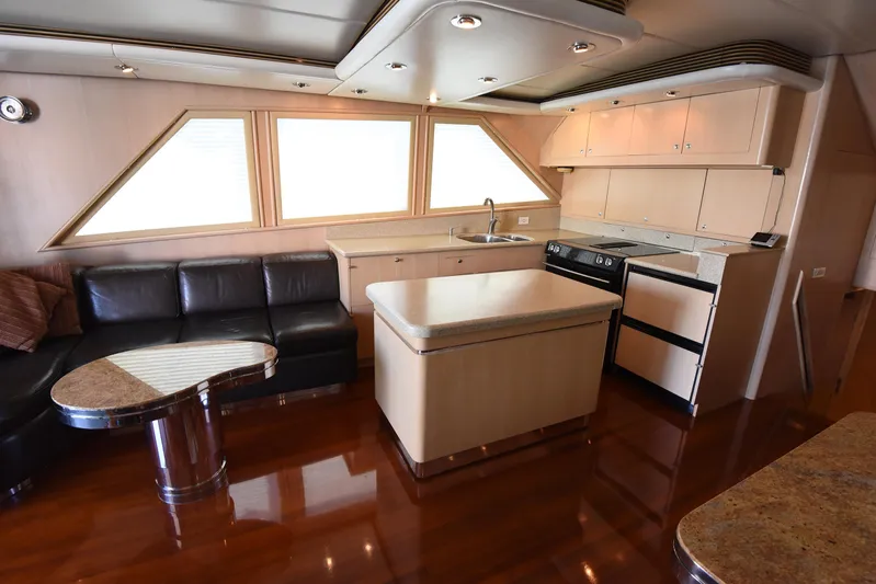 Talisman Yacht Photos Pics Interior of 1989 Striker 62 Convertible yacht.