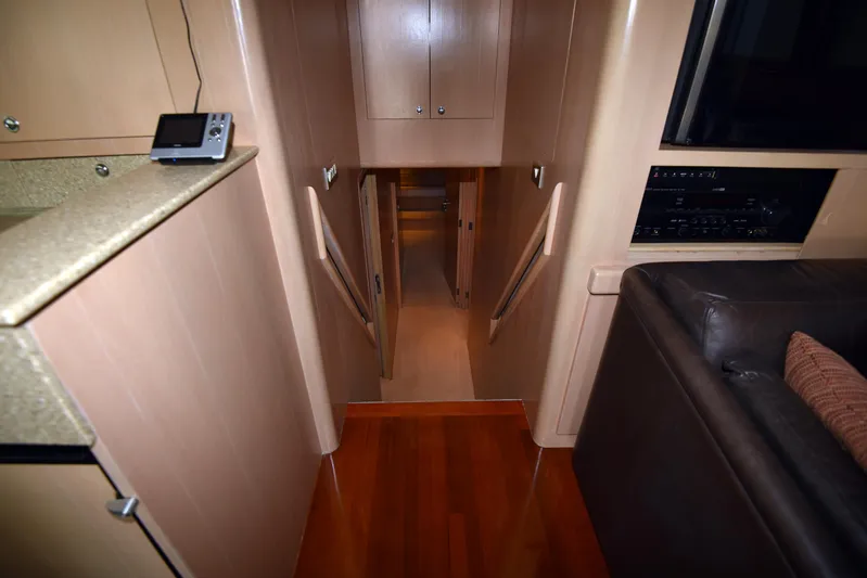 Talisman Yacht Photos Pics Interior of 1989 Striker 62 Convertible yacht.