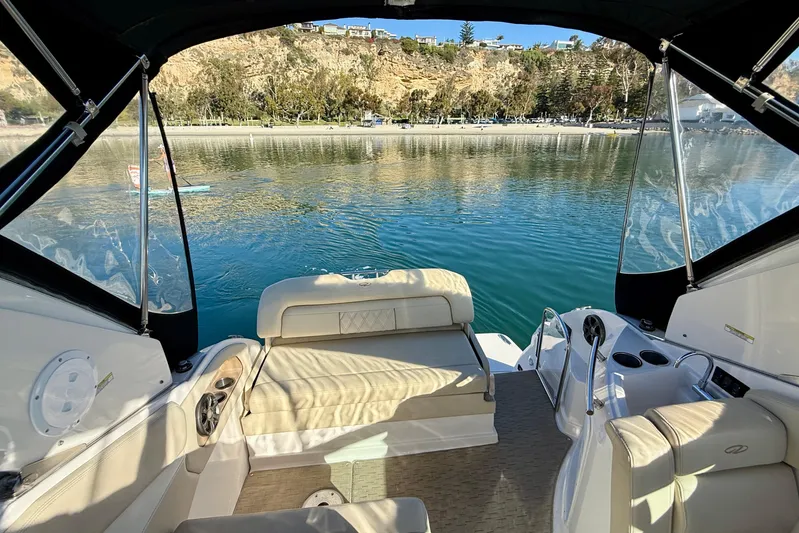 My Particular Harbor Yacht Photos Pics 2018 Regal 28 Express boat interior with scenic waterfront view.