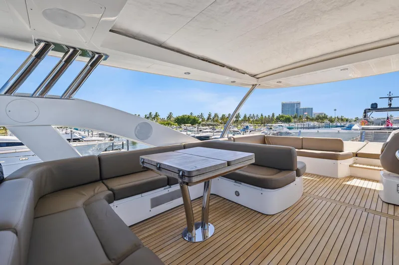  Yacht Photos Pics Luxurious 2014 Sunseeker 73 Manhattan yacht with spacious deck and elegant seating area.