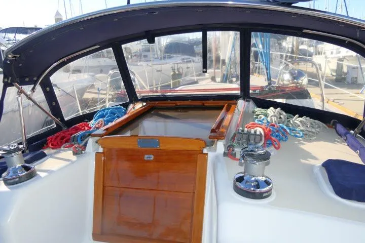 C Otter Yacht Photos Pics Cockpit of 2002 Tartan 3700 sailboat with ropes and winches.