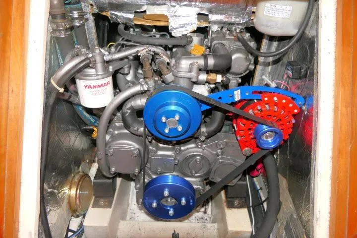 C Otter Yacht Photos Pics Engine compartment of a 2002 Tartan 3700 sailboat with Yanmar components.