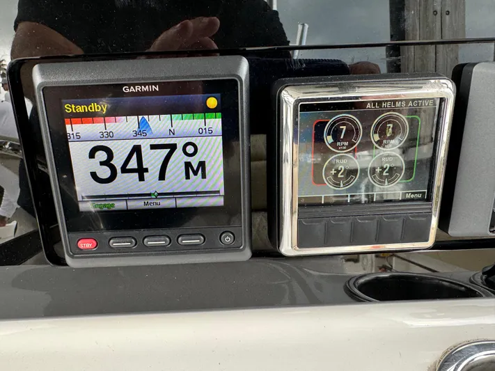  Yacht Photos Pics Garmin navigation display on 2017 Sea Fox 288 Commander boat dashboard.