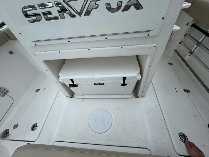  Yacht Photos Pics 2017 Sea Fox 288 Commander boat interior with Yeti cooler storage.